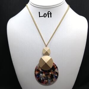 Loft Women's Long Pendant Necklace, Multicolored Lucite Pendant, 28 Inches, NWT